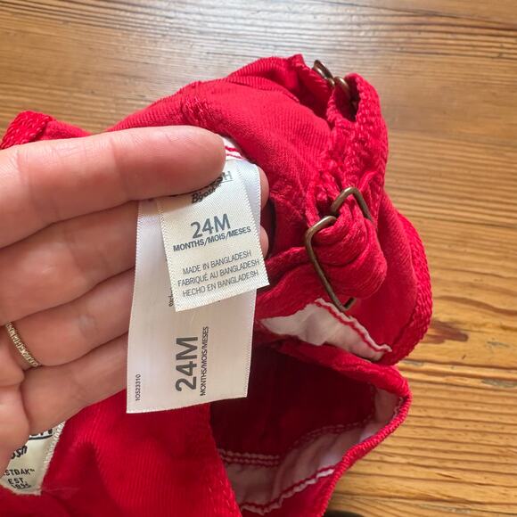 OshKosh B'gosh red corduroy cotton overall skirt SIZE 24M - Picture 4 of 5
